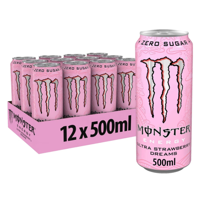 MONSTER ENERGY Ultra Strawberry Dreams Energiedrank - 12 x 500 ml