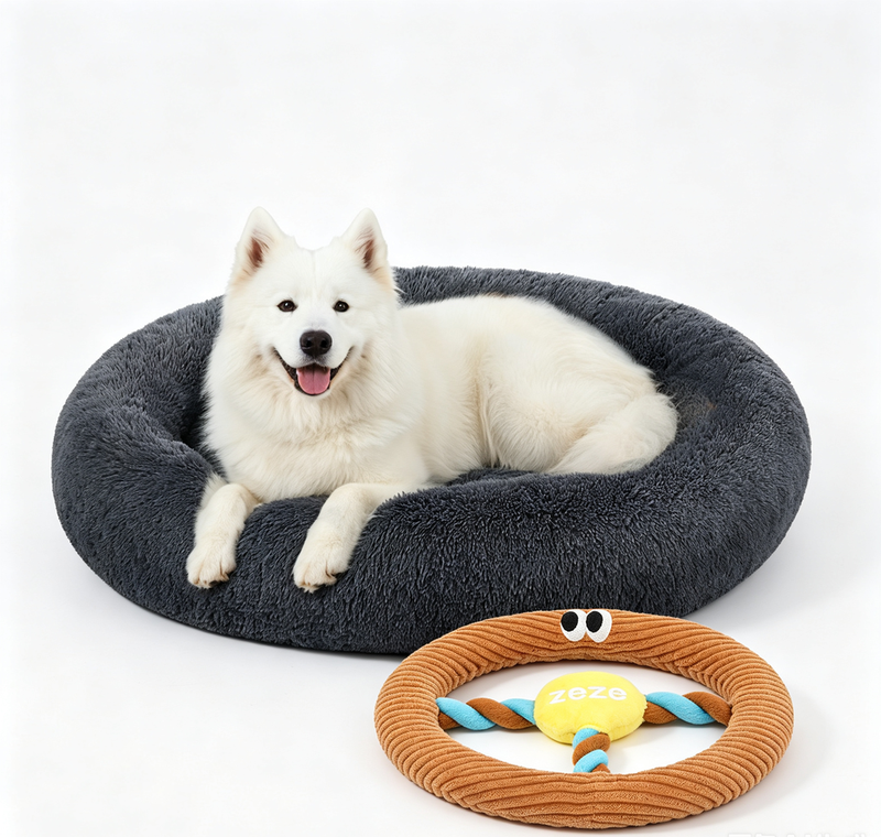 JOYFURNOS Zacht pluche kalmerend hondenbenchbed met afneembare, machinewasbare hoes, donkergrijs, 120 x 20 cm