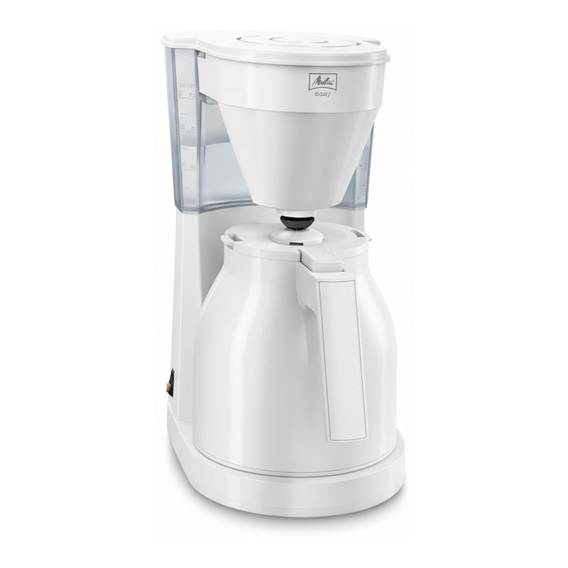 Melitta Easy Therm Filterkaffeemaschine für 10 Tassen, 1-Liter-Trinkmantelkanne aus Edelstahl, weiß
