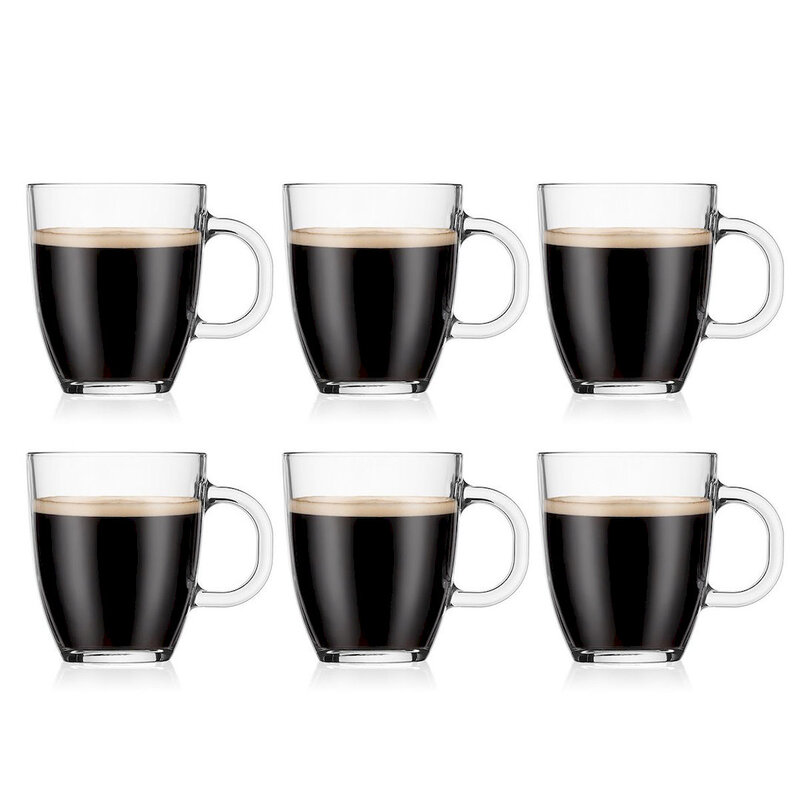 BISTRO Set of 6 - 350ml Coffee Glass Mugs