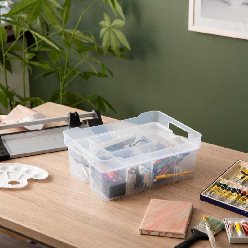 Organise Me Plastic Stackable Storage Basket & Lid - Medium