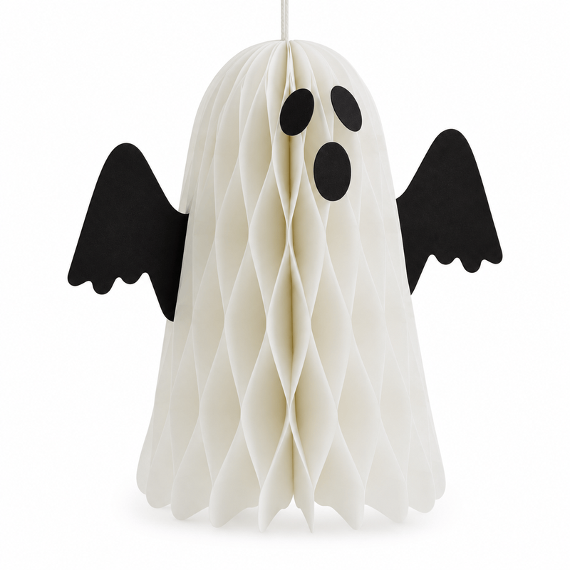 Festive Halloween White Ghost Decoration: 25Cm Honeycomb Paper Hanging Ornament for Spooky Seasonal & Party Events