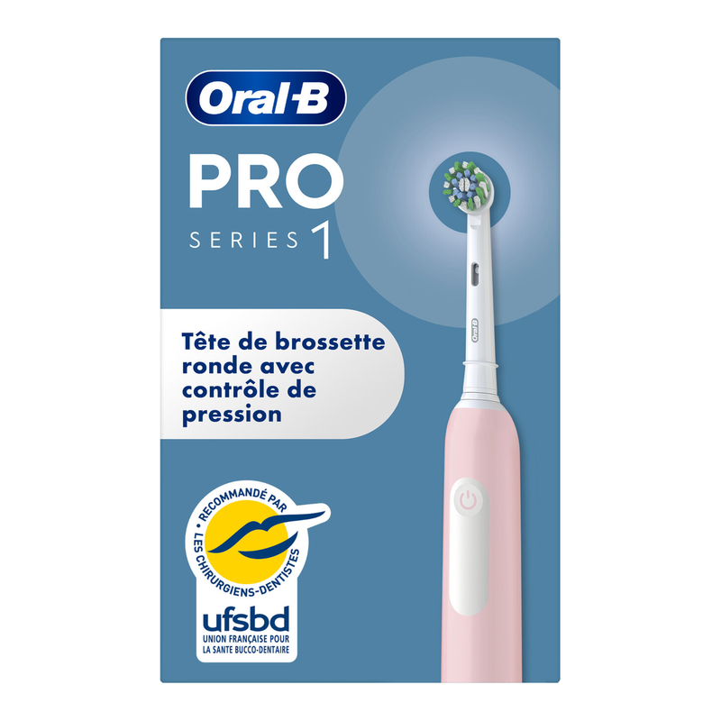 Oral-B Pro 1 Brosse à Dents Électrique Cross Action Rose - 3 Modes De Nettoyage 3D Dont Douceur, Brossage Avec Des Oscillo-Rotations Et Pulsations, Brossette De Rechange Ronde Oral B, Chargeur