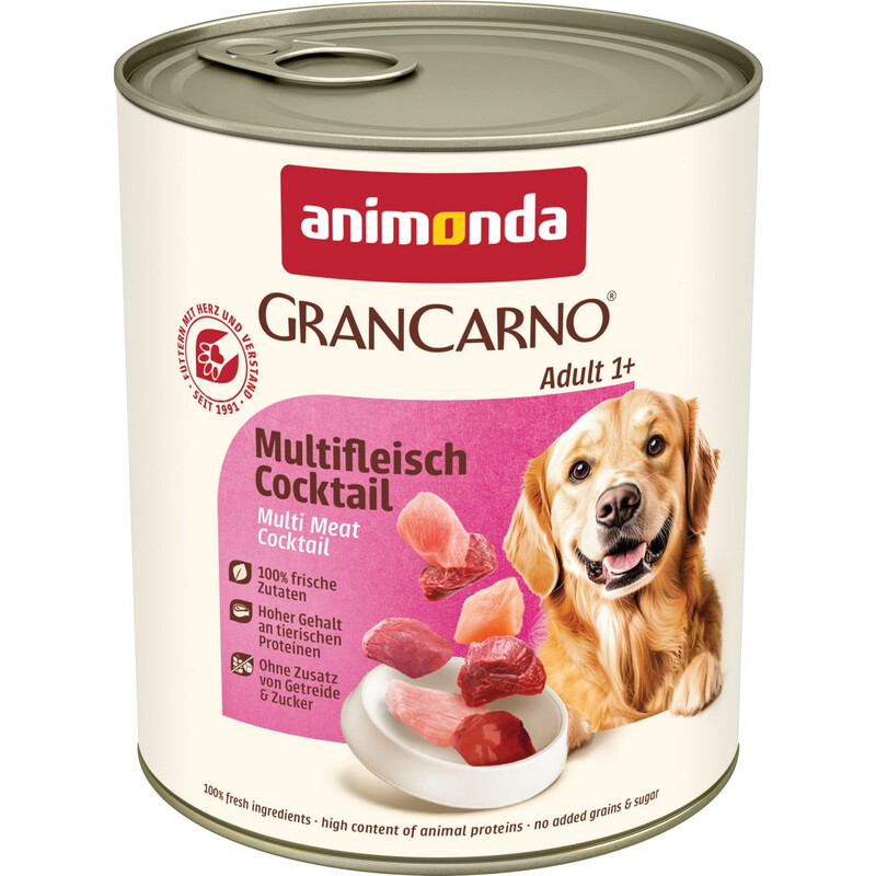 animonda GranCarno Adult Multifleisch-Cocktail Hundenassfutter, getreidefrei, 6 × 800 g