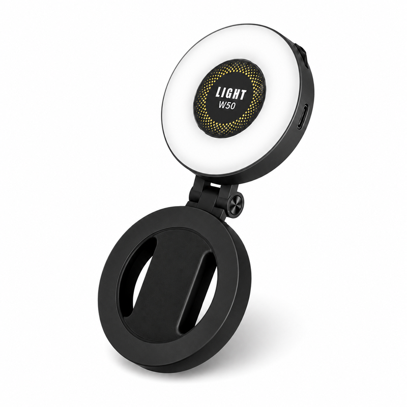 VoxorAI M28 Black Fill Light, Selfie Fill Light, Magnetic Selfie Light, Magnetic Beauty Selfie Light, CRI95+ 360° LED Portable Lamp with Mirror, Compatible with iPhone/Android (Selfies, Photography, TikTok, Zoom Calls, and Videos)