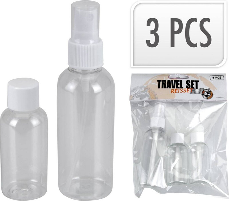 Ongebrand Reisfles Set - 3 stuks, Transparant, 80 ml&40 ml