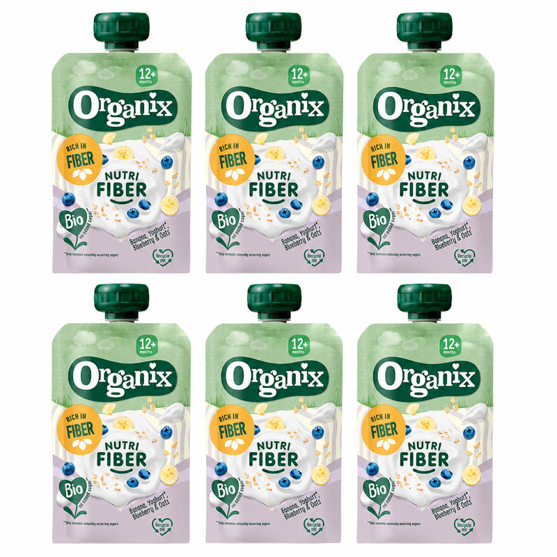 Organix BIO Nutri Fiber Banane Yaourt Myrtille Avoine 12M+ 100 g x 6