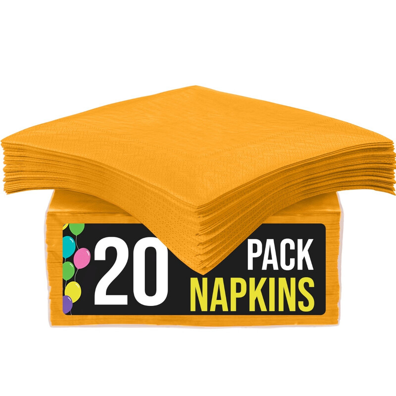 Unique Lunch Napkins, Neon Yellow, 20 pack