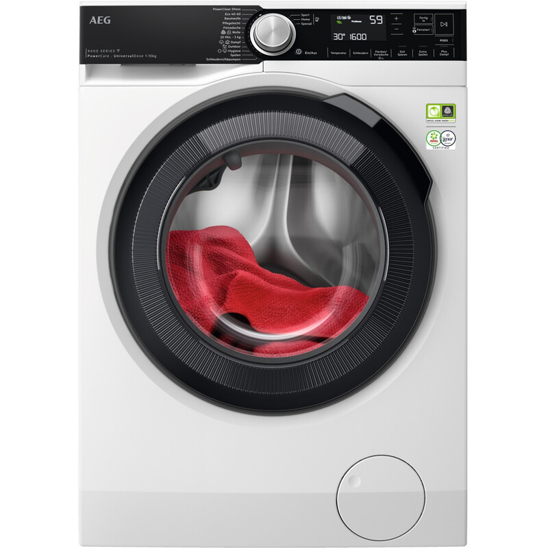 AEG LR8E80600 Serie 8000 Freistehende Waschmaschine, 10 kg, 1600 U/min, PowerCare, Inverter-Motor, Energieklasse A, Weiß