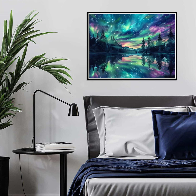 JU7CER Aurora Diamond Painting Kit - Adult 5D Starry Sky Gem Art Set | Home Decor Craft 12×16 Inches (30×40cm)