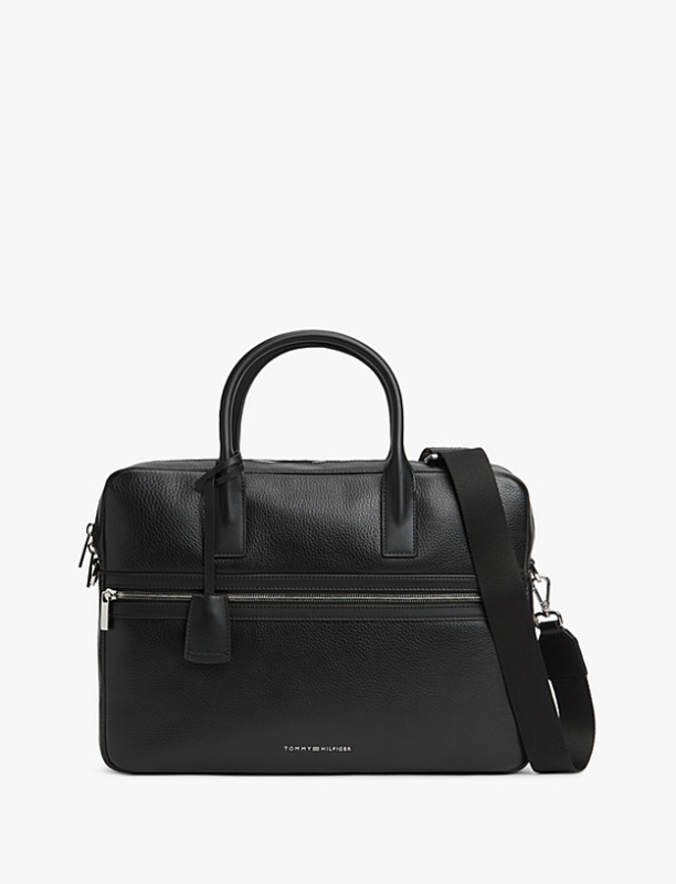 Tommy Hilfiger Accessories TH Business Premium Leather Laptop Bag - Black