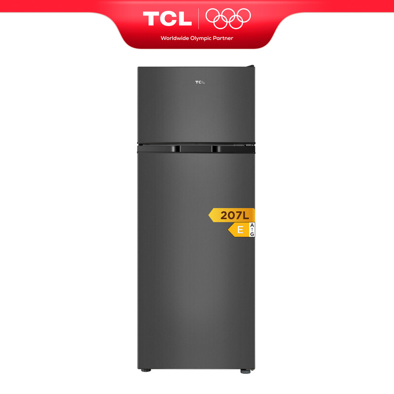 TCL RF269TSE1NL Réfrigérateur-congélateur compact, Total 207 L, Réfrigérateur 167 L, Congélateur 40 L, Refroidissement et congélation rapides, Clayettes et pieds réglables [Classe énergétique E]