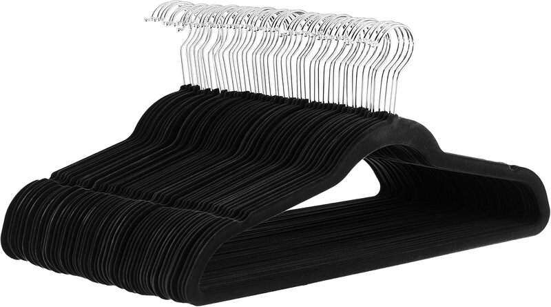 Non-Slip Suit Clothes Hangers, Black, Pack of 50