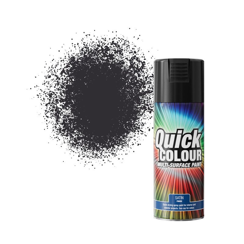 QUICK COLOUR MULTI SURFACE SPRAY PAINT BLACK SATIN 400ML