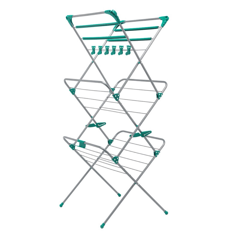 Addis Deluxe 3 Tier Airer - Metallic Aqua 14 Meters