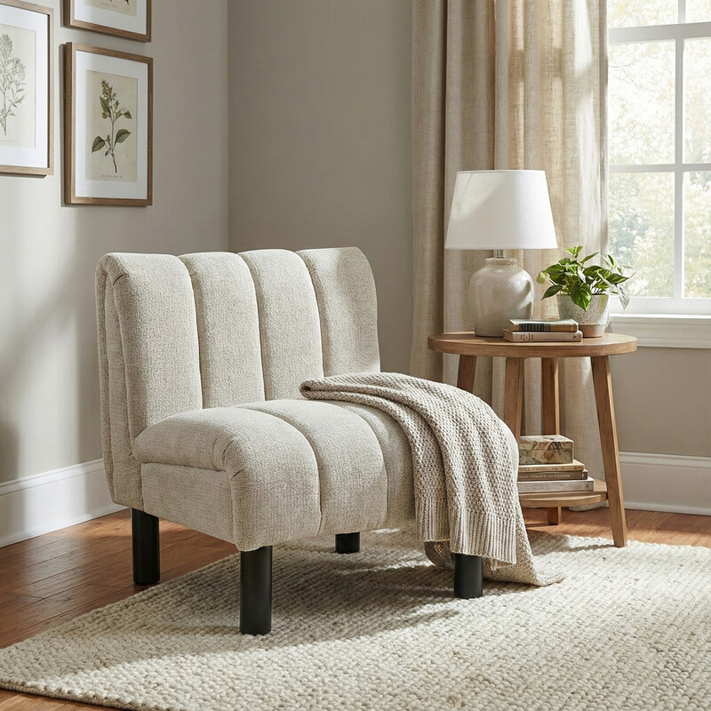 Accent Chair Lily Panelling Oatmeal