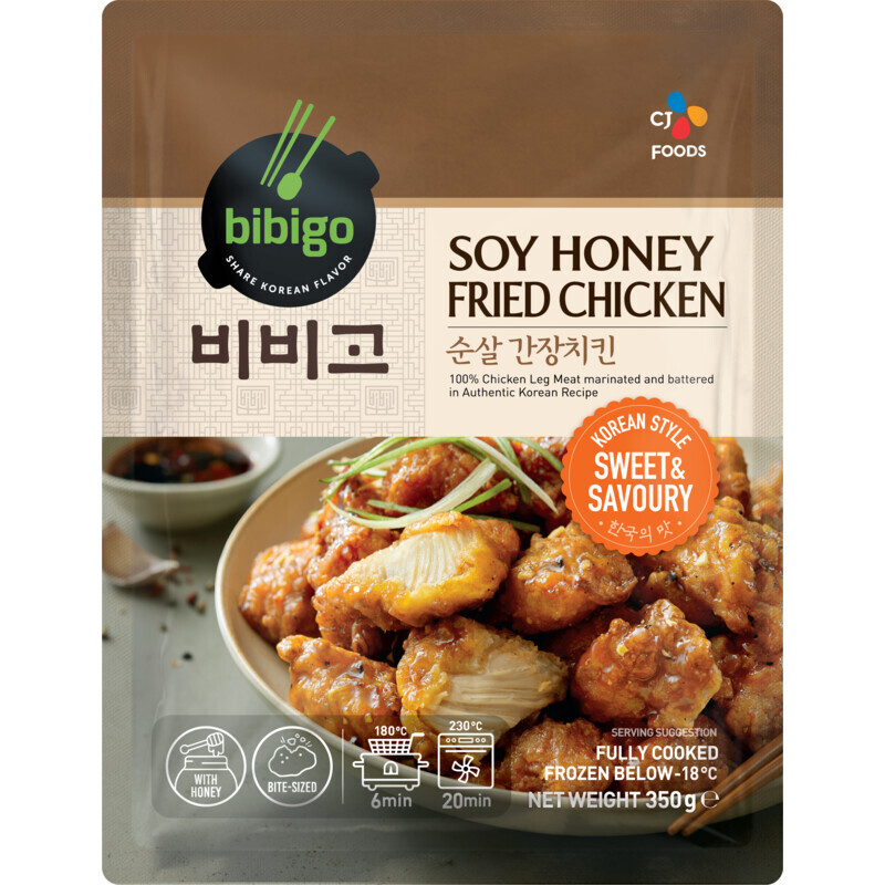 Bibigo Koreaanse Stijl Gebakken Kip met Soja- en Honingsaus 350 g/pak