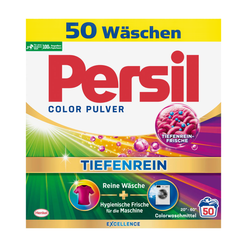 Persil Colorwaschmittel Pulver - Tiefenrein, für 50 Waschladungen, 3 kg Packung