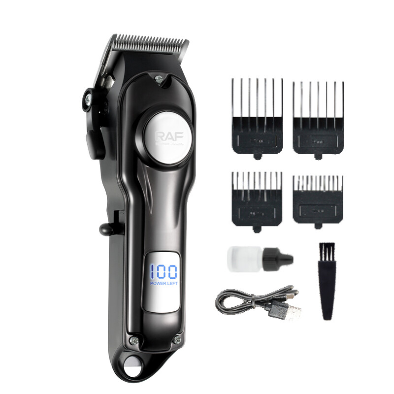 RAF Hair Clipper Professional Cordless Hair Trimmer 5W High Power LED Display Carbon Steel Blade Men Grooming Kit Home Barber