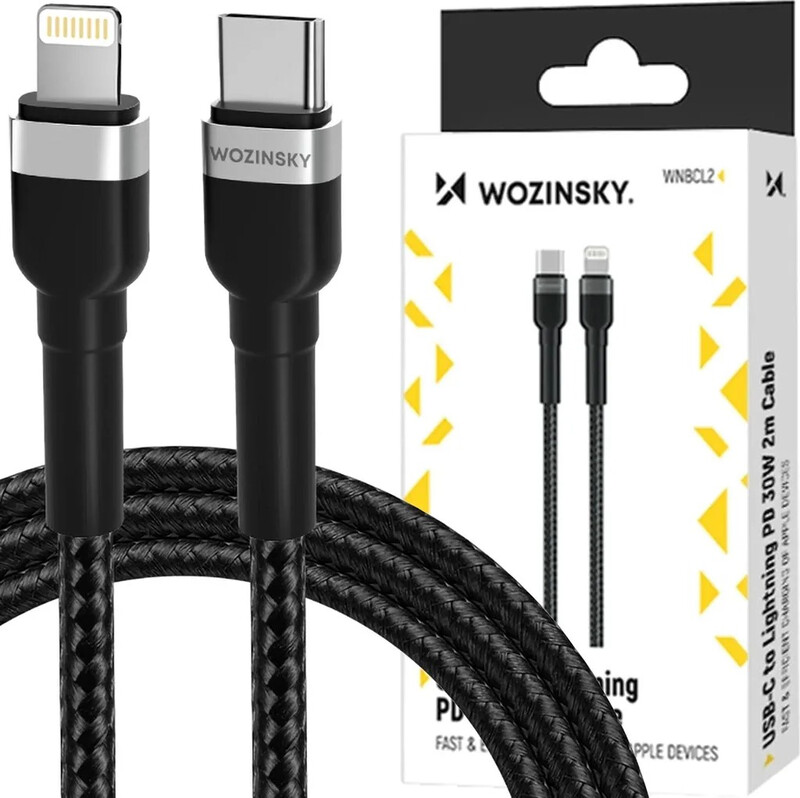 Wozinsky WNBCL2 Black Lightning / USB-C PD Kabel 30W 2m
