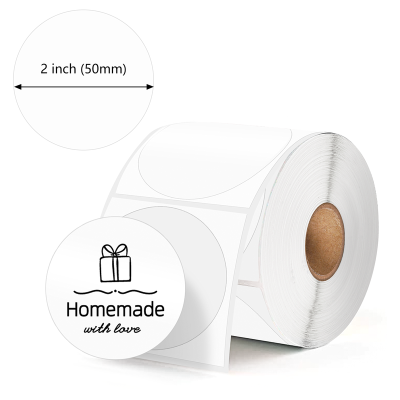 Phomemo 1,96 inch x 1,96 inch (50 x 50 mm) ronde labels voor M110, M220, PM241BT - wit - 1 rol
