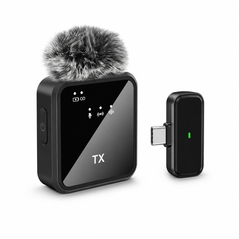 Verbex ST5 Single Microphone, Wireless Mini Microphone for Live Streaming, Recording, and Interviews, All-in-One Wireless Lavalier Microphone, Type-C Compatible Interface