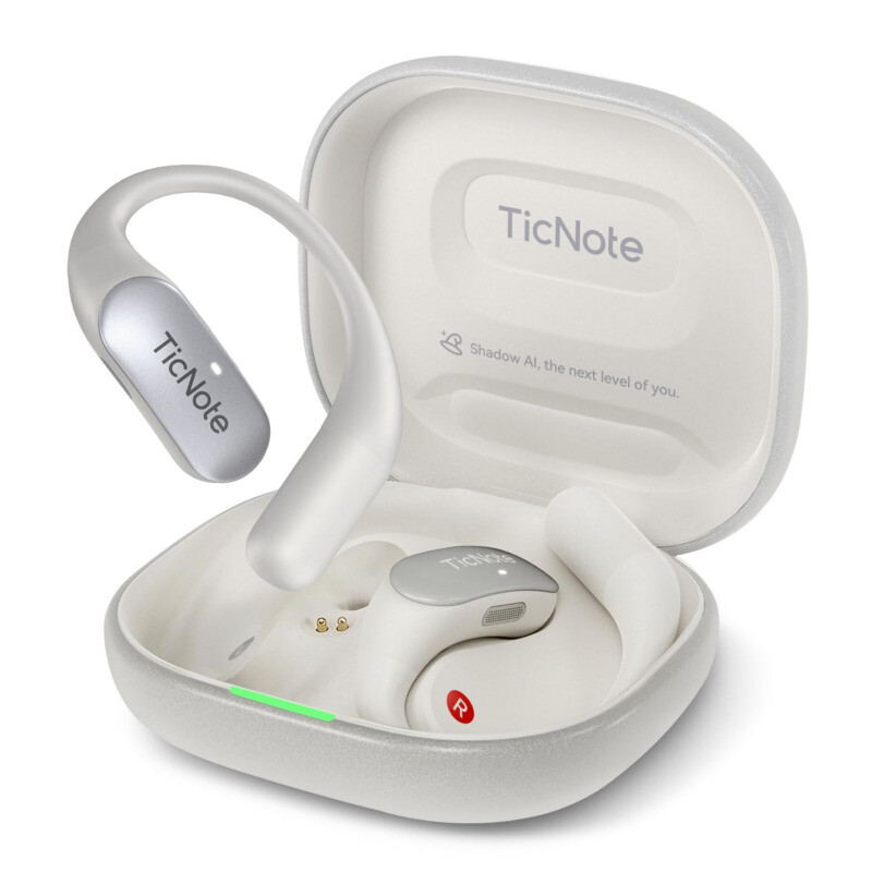 Mobvoi TicNote Pods 4G KI-Sprachrekorder, 32 GB Speicher, Dual-Mikrofon mit ENC-Geräuschunterdrückung, 4G-Cloud-Upload, Kabelloses Ladeetui, Perlweiß