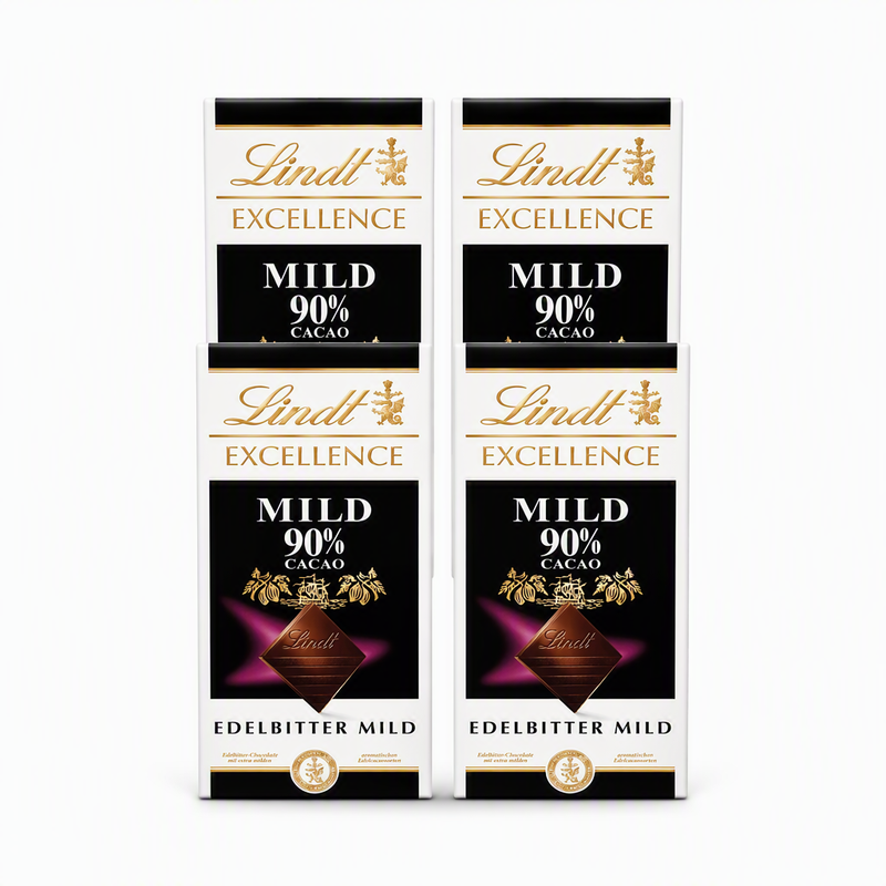 Vorteilspack 4 x Lindt Excellence 90 % Kakao Dunkle Milde Schokolade 100 g