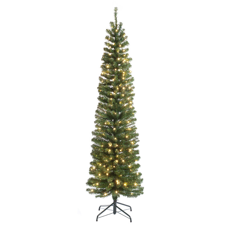 Festive 6.5ft Pre-Lit Green Glenmore Pine Christmas Tree