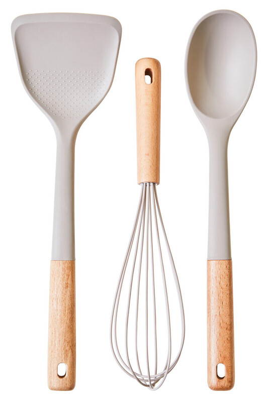 Stone Grey Silicone Head 3pc Kitchen Tool Set