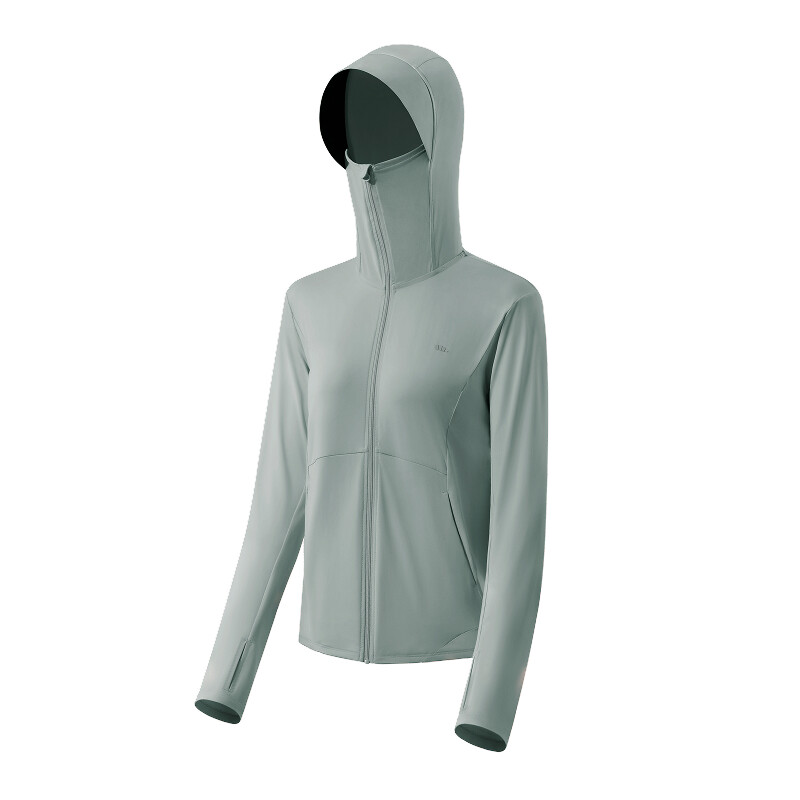Beneunder AL818, Kühlendes und atmungsaktives Damen-Langarmshirt für Outdoor-Sport, bequem, mit Kapuze und integrierter Maske, hohe Outdoor-Leistung, Standard Grau L