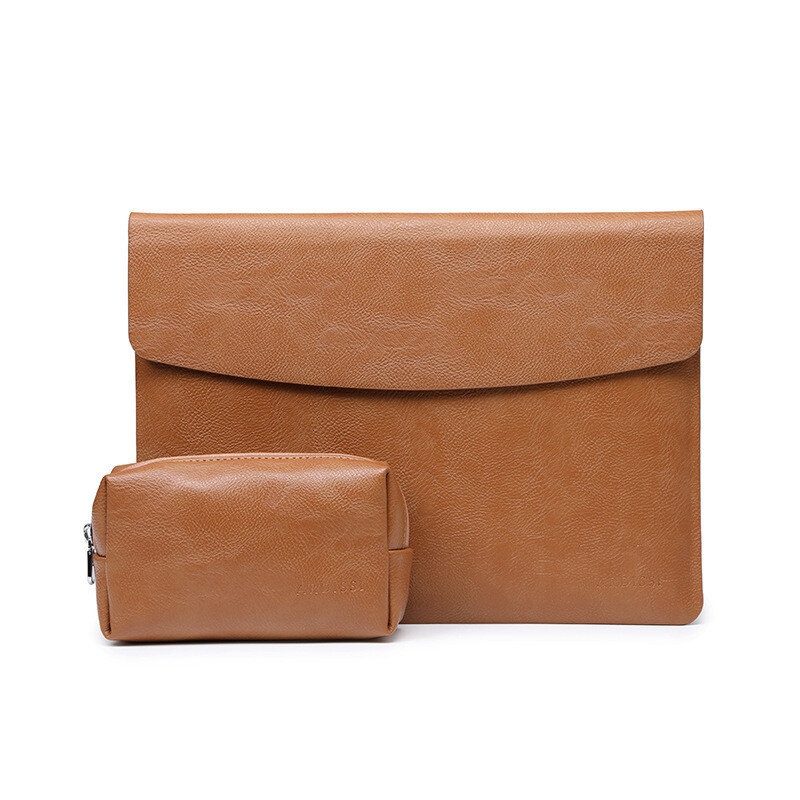 VoxorAI Computertas Bruine 14 inch notebook sleeve tas voor Apple, Asus, Dell, Xiaomi en andere computernotebooks (met muis en opladertas)