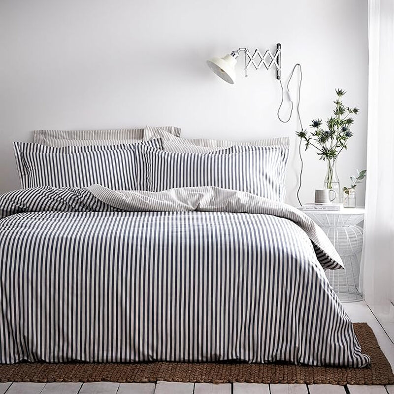Duvet Cover Set Hebden Stripe Mineral Blue Single