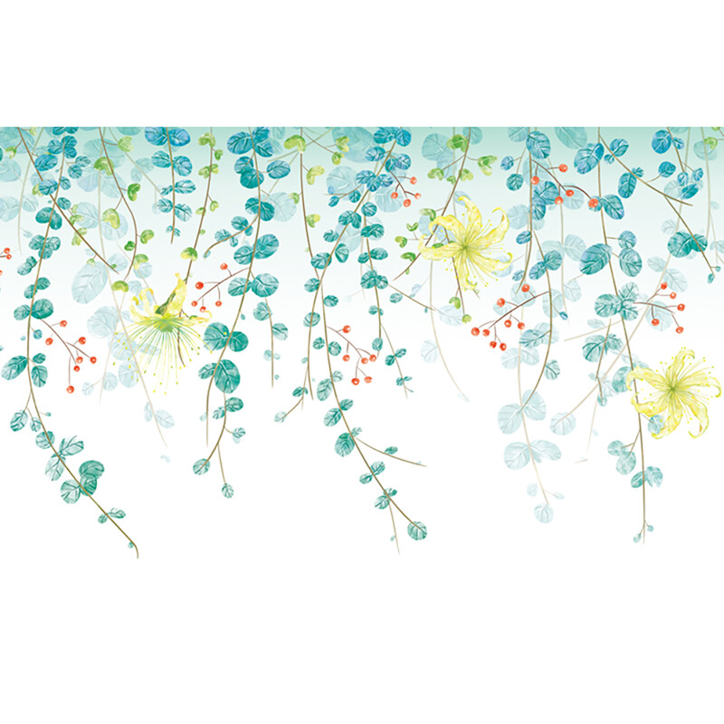 Green Tropical Assorted Leaves Decals Removable PVC Wall Stickers - Living Room Bedro