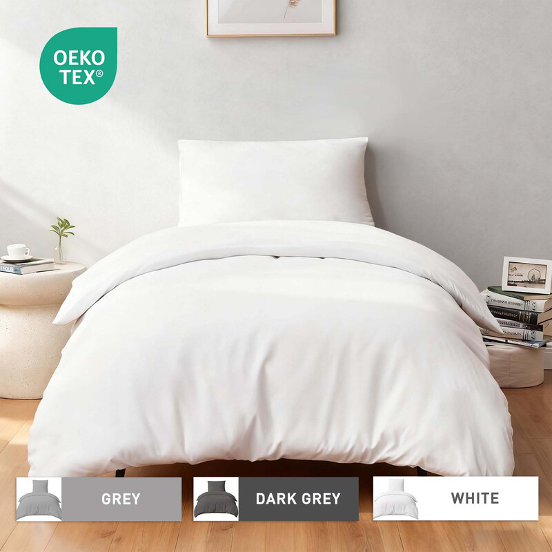 White Duvet Cover Set，135x200cm/50x75cmx1 Soft Double Brushed Bedding Set， with Zip，