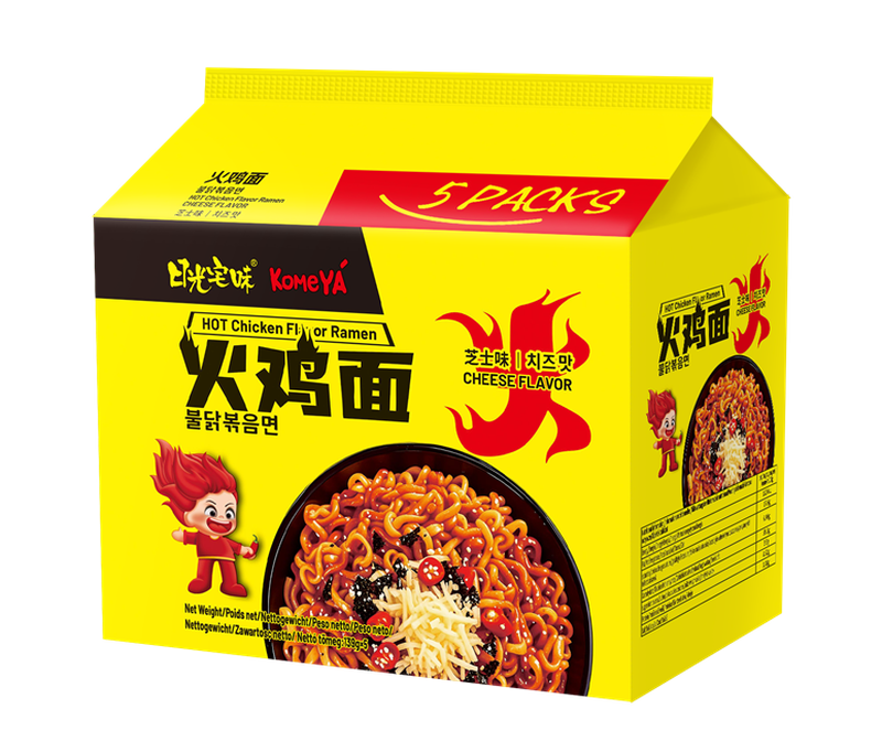 Hot Chicken Ramen Cheese Flavor, 5 x 139 g