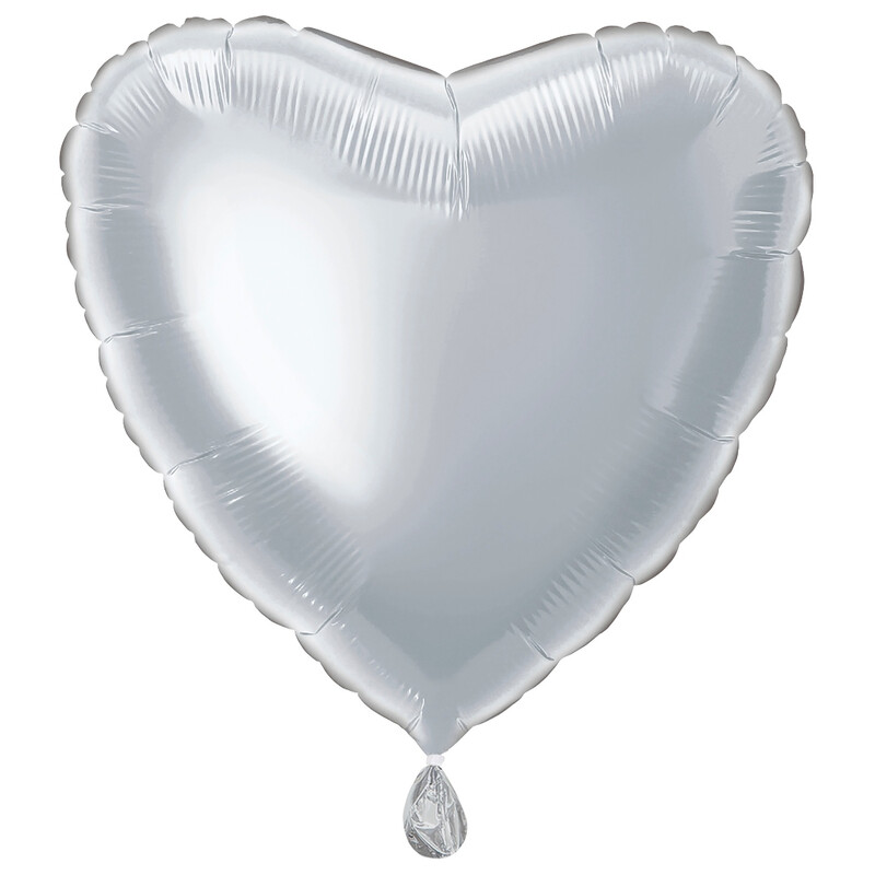 Unique Heart Foil Balloon, Silver, 45cm
