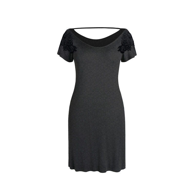 round-neck dark grey short sleeved nightgown XL