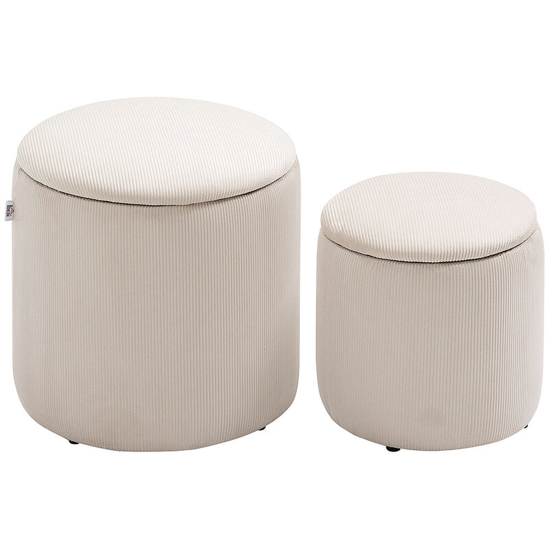 Ottomans Storage Nested Textured Cream 2pcs