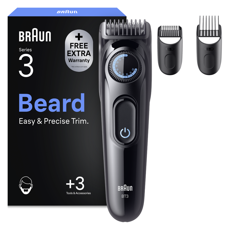 Braun BT3520 Series 3 Tondeuse à Barbe +3 Accessoires De Style Avec 40 RéGlages De Longueur Et Lames AffûTéEs - Noir-image