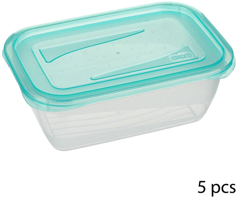 5five PE Voedselopslagdozen Set - 5 stuks, Transparant, 0,5 L