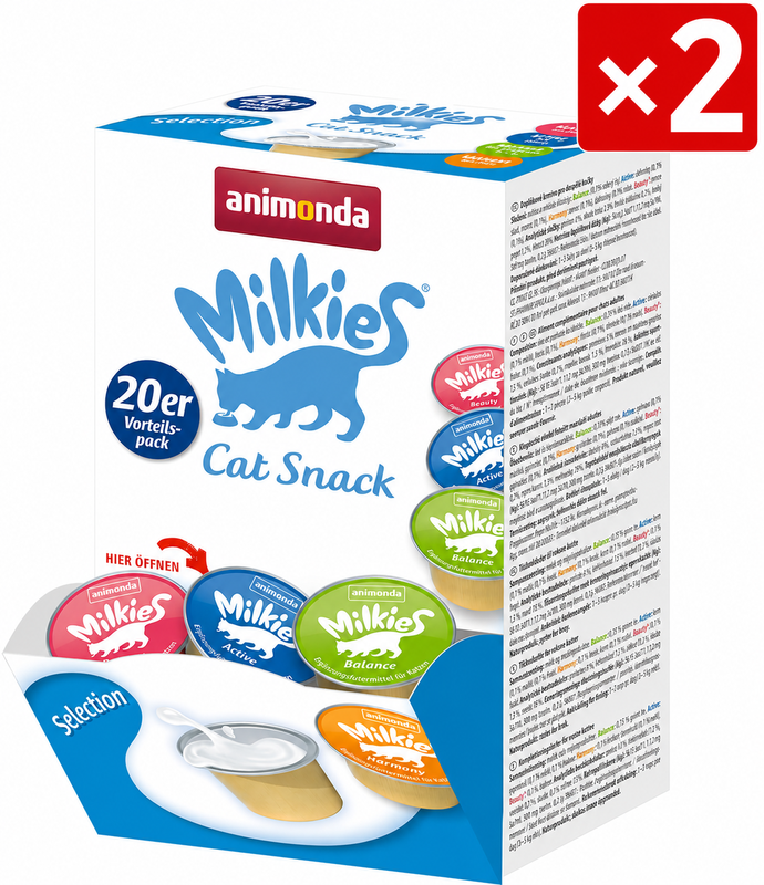 animonda Milkies Cups Selection Mixpack Katzensnack mit Milch, 20 × 15 g × 2