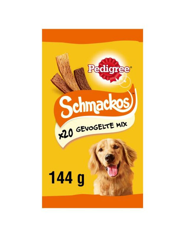 PEDIGREE Schmackos kip snack, hondenvoer, 144 g (1 zakje, 20 stuks)