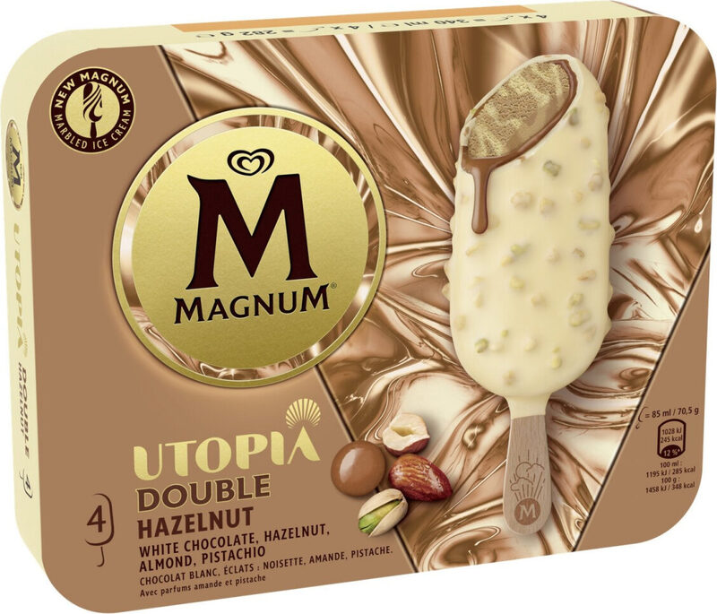 Magnum glace bâtonnet double noisette 4x85ml