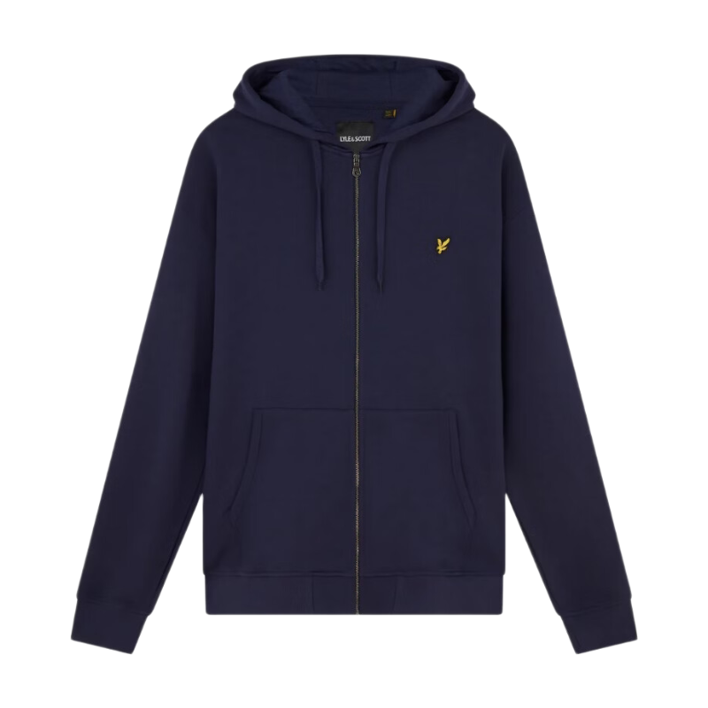 Loopback Cotton Full Zip Hoodie - Navy