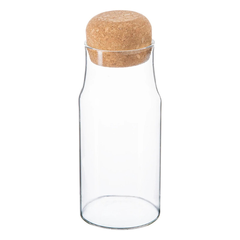 Argon Glass Storage Bottle with Cork Lid, 375ml