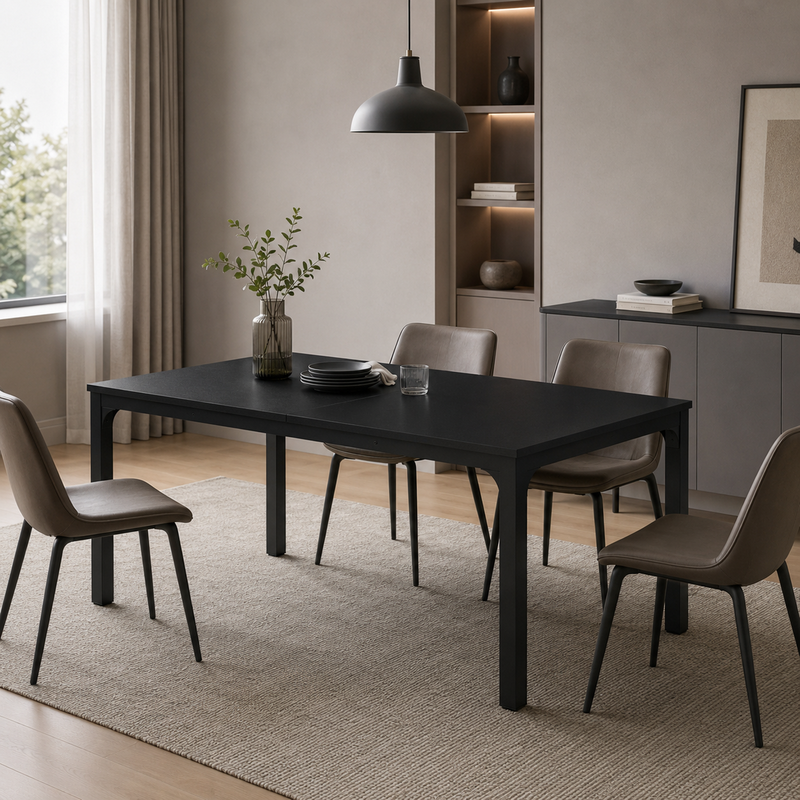 Schreibtisch, Computertisch, 200 x 70 x 75 cm, Doppelter langer Tisch, PC-Tisch, Bürotisch, Arbeitstisch, Esstisch, Büromöbel, Konferenztisch für Home Office, Schwarz