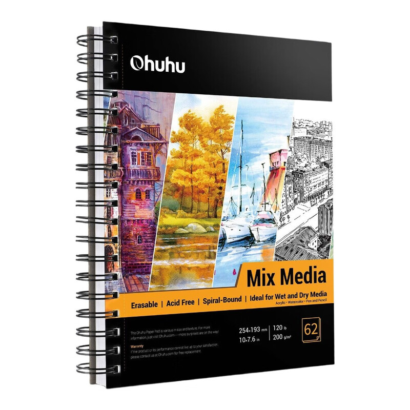 Mixed Media Sketchbook 10×7.6" (25.4×19.3cm) Portrait Format - 200gsm Spiral Bound, 1