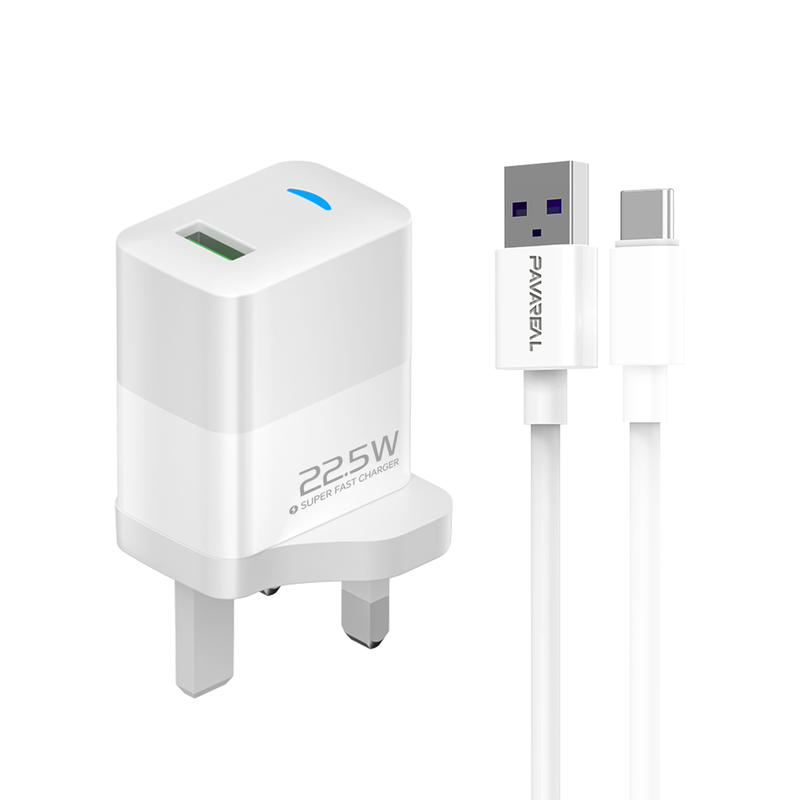 PAVAREAL K103C 22.5W Supports Samsung iPhone 15/16/17 Fast Charger Type-C Set White