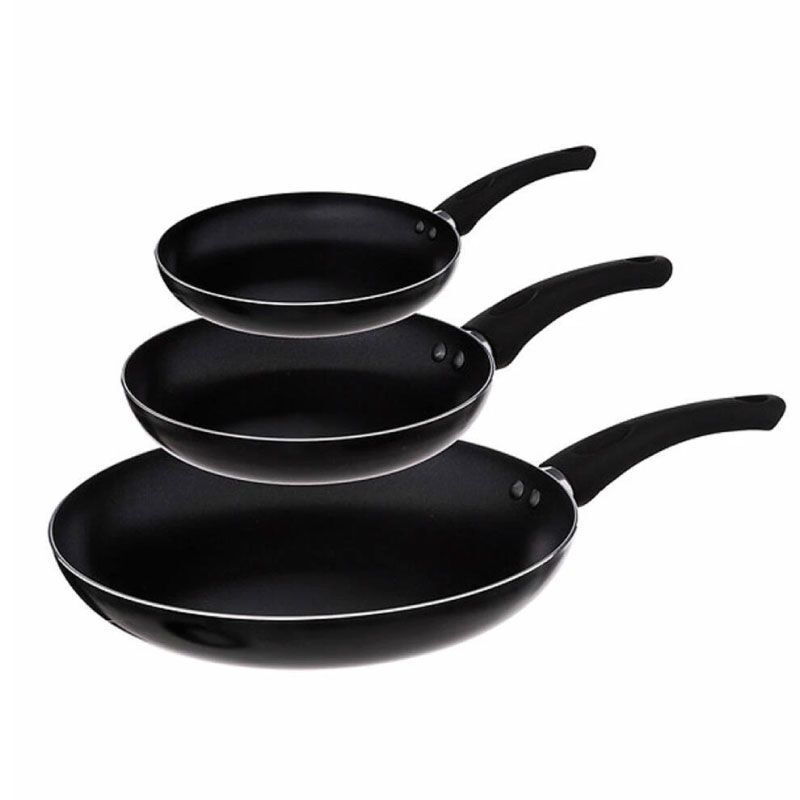 5five Antiaanbak Koekenpannenset - 20/24/28 cm, Rood/Zwart